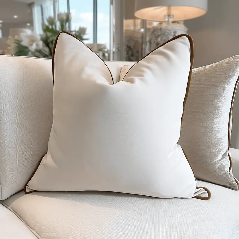 Juniper Ecru & Rust Velvet Cushion - 45 x 45cm