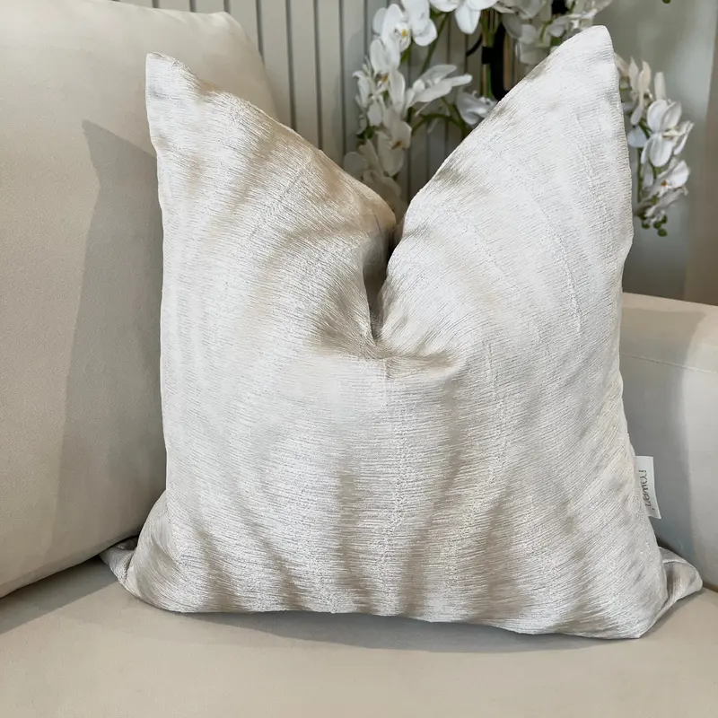 Kahlo Cream & Silver Metallic Cushion - 50x50cm