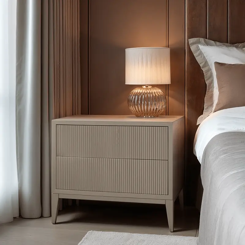 Metropolitan Warm Grey Premium Wide Bedside Table