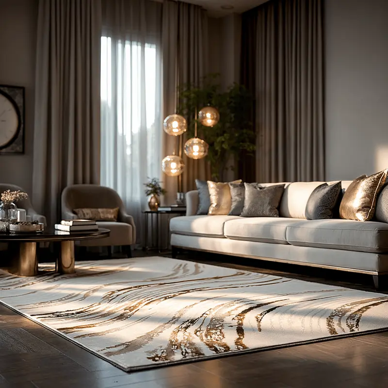 Nadira Brown & Cream Wave Pattern Rug