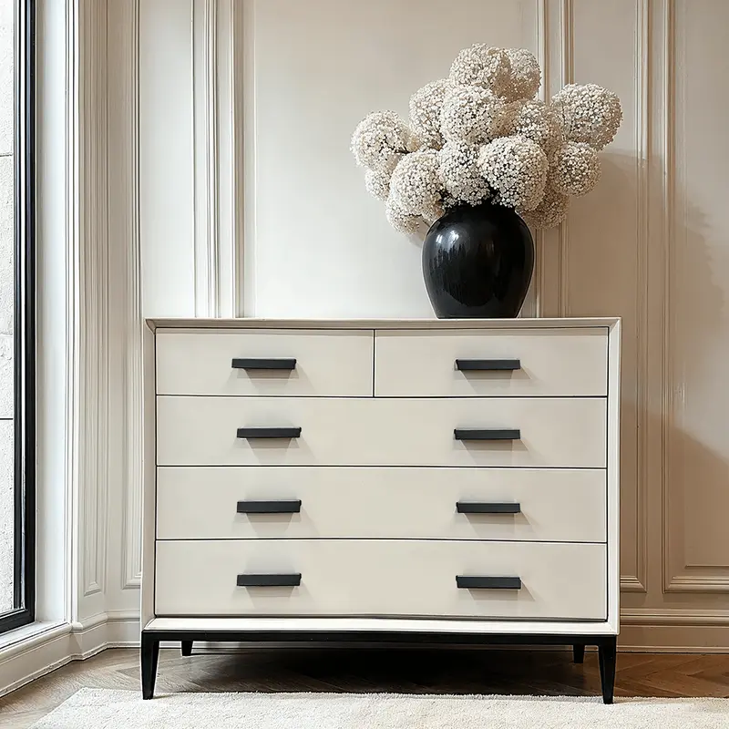 Nova Stone & Black 5 Drawer Chest