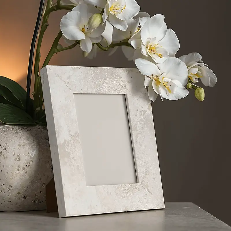 Priscilla White Concrete Effect Photo Frame - 4x6"