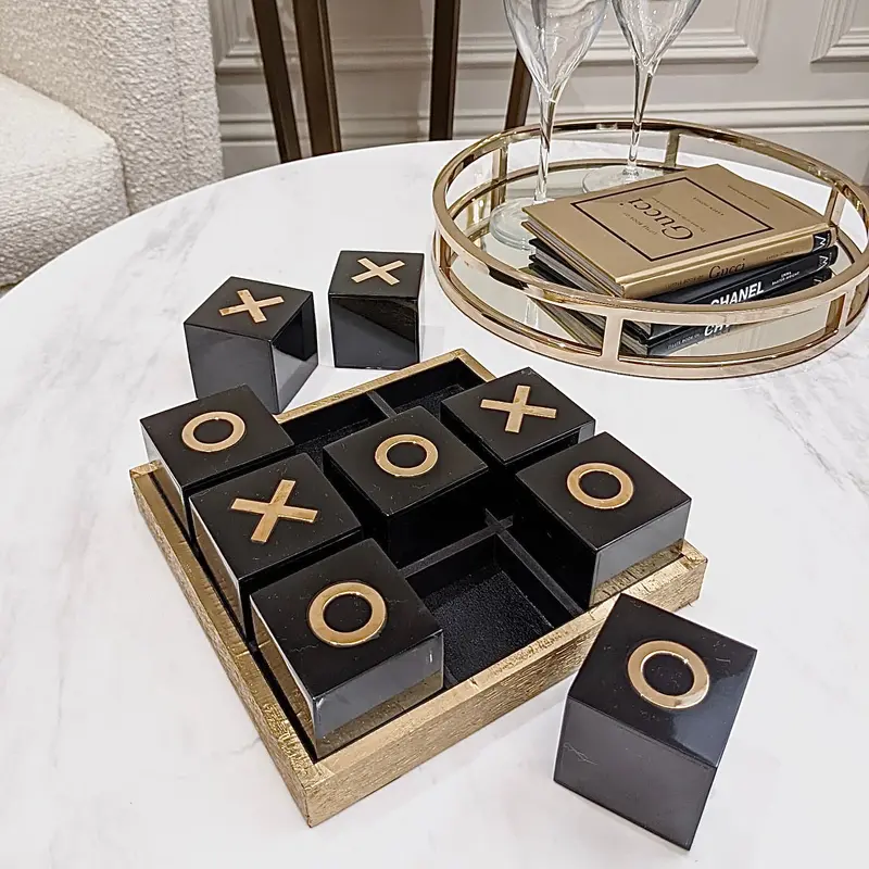 Rae Black & Gold Noughts & Crosses Set