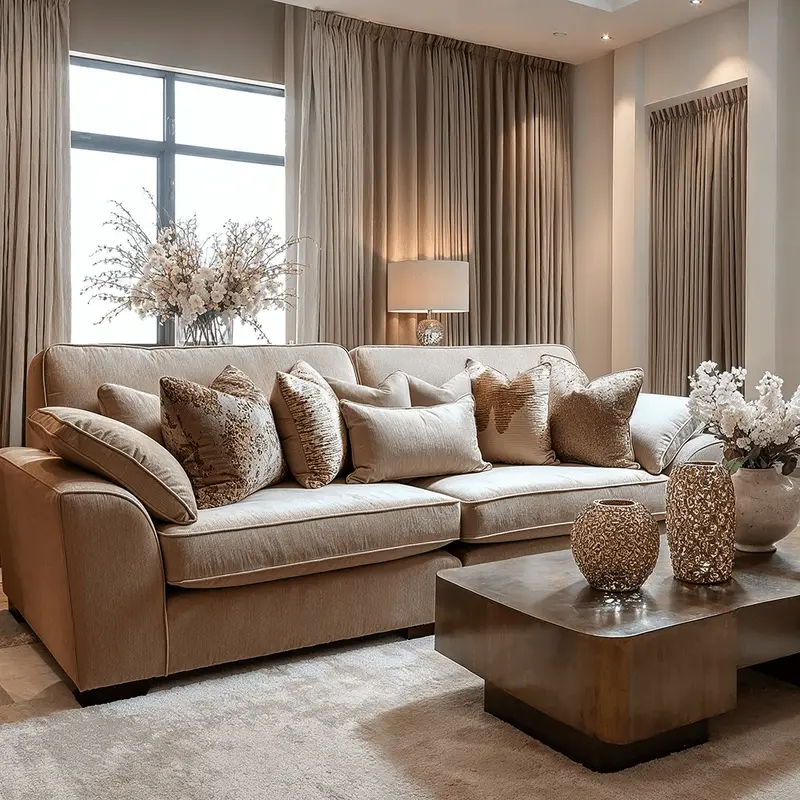 Sienna Champagne Chenille Sofa Range