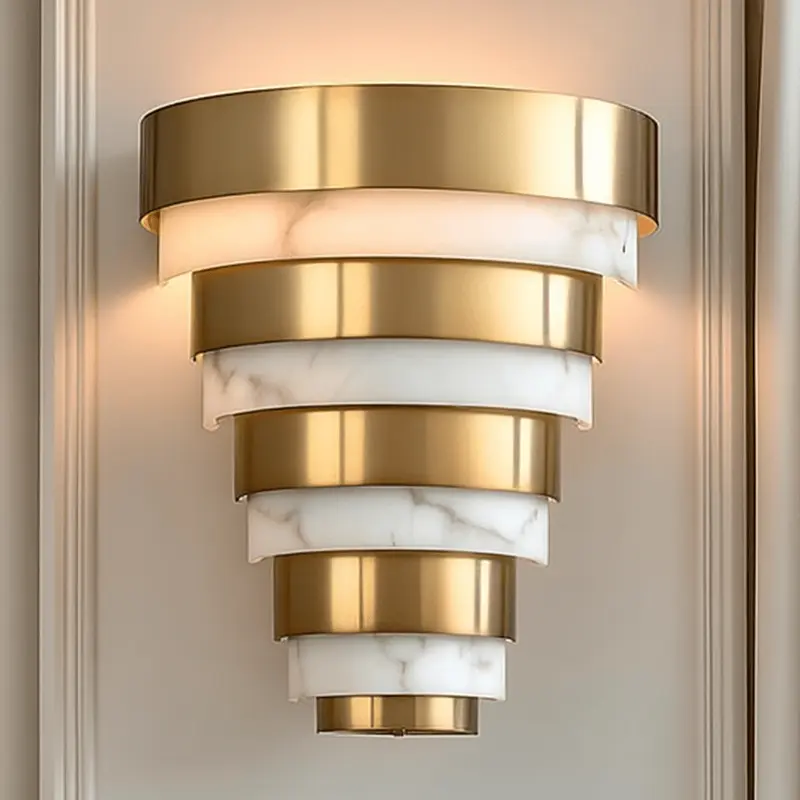 Skala Gold & Marble Tiered Wall Light
