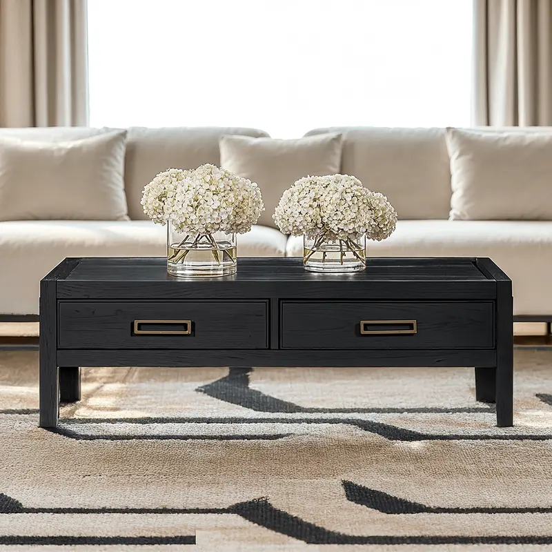 Soho Black Oak Veneer 2 Drawer Coffee Table