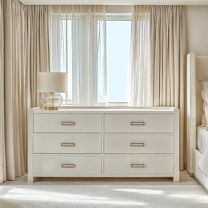 Soho Cream Oak Veneer 6 Drawer Chest