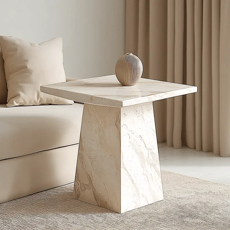 Travara Taupe & Cream Marble Side Table