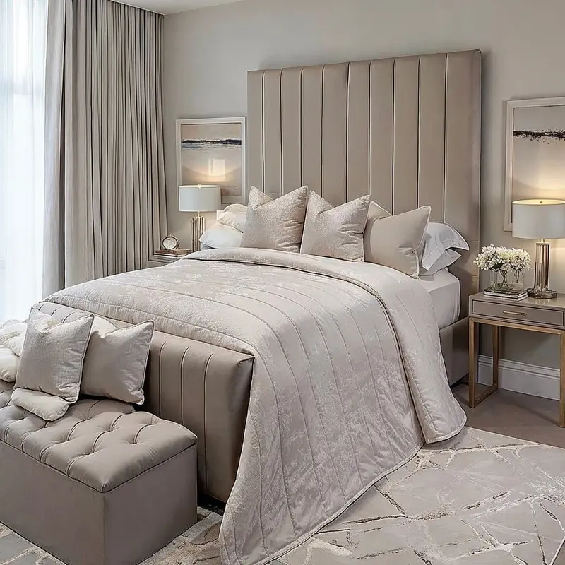 Zana Pebble Luxury Panelled Ottoman Storage Bed