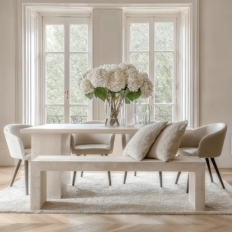 Zenica Luxury Whitewash Large Dining Bench
