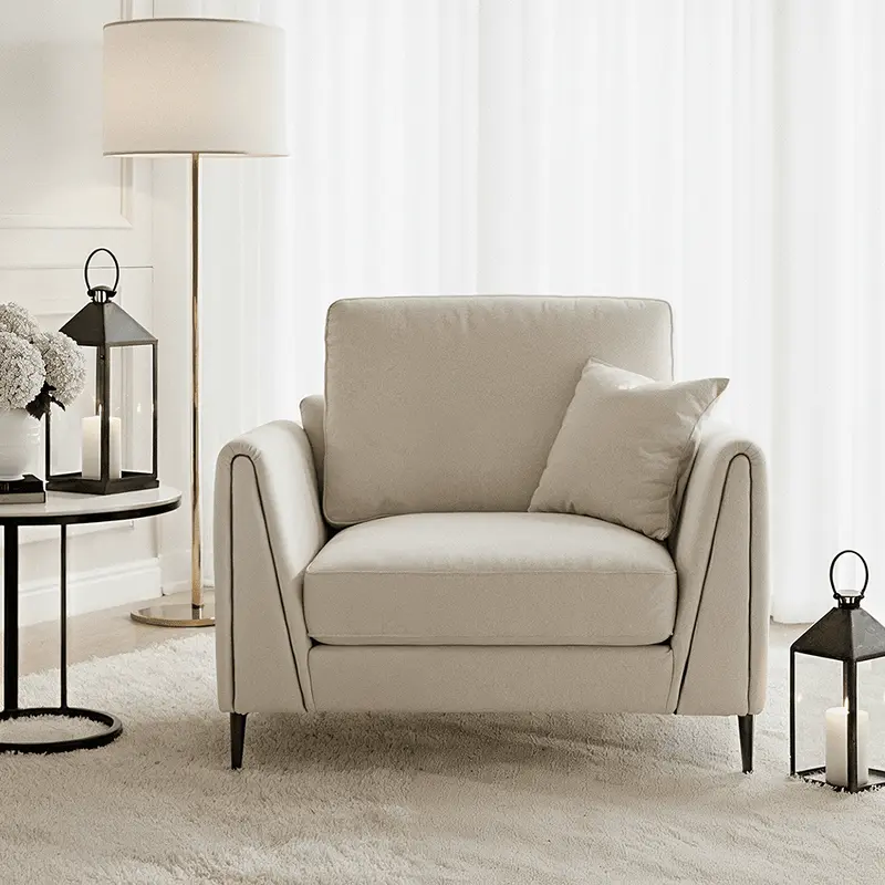 Alaina Cream Velvet Armchair with Black Legs