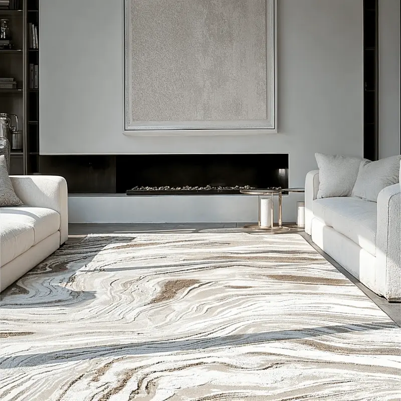 Anthea Beige & Cream Swirl Effect Abstract Rug