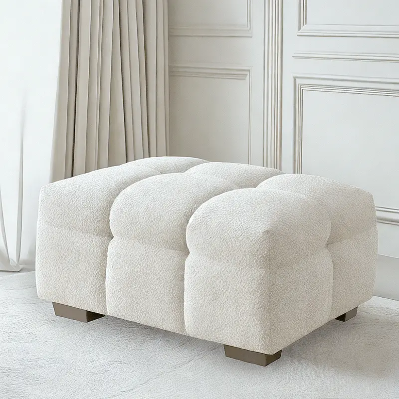 Bubble Oatmeal Boucle Footstool