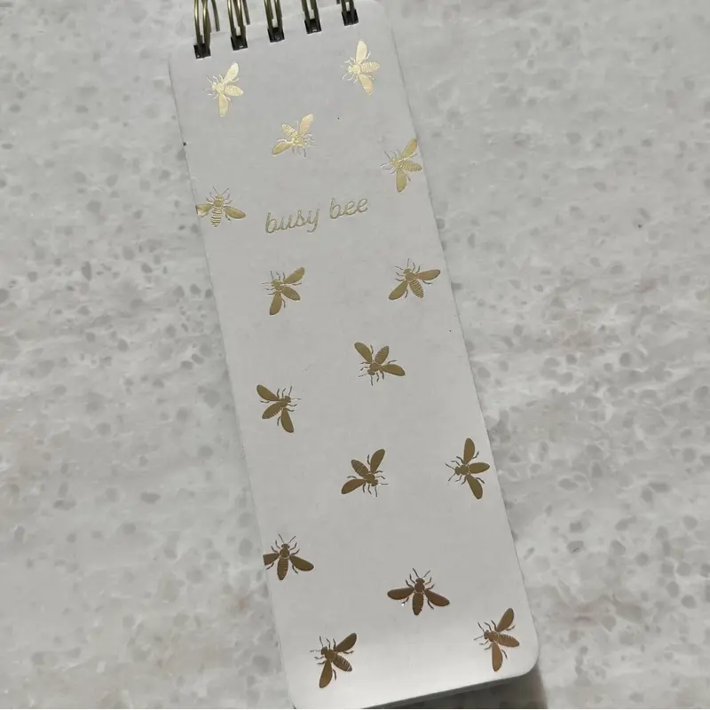 Busy Bee Cream & Gold Lined Memo List Notebook