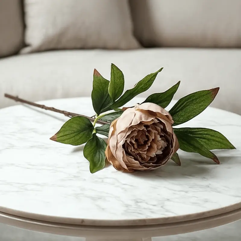 Caramel Faux Peony Single Stem Floral
