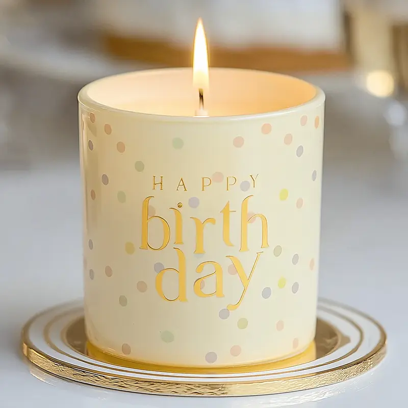 Crisp Cotton 'Happy Birthday' Candle