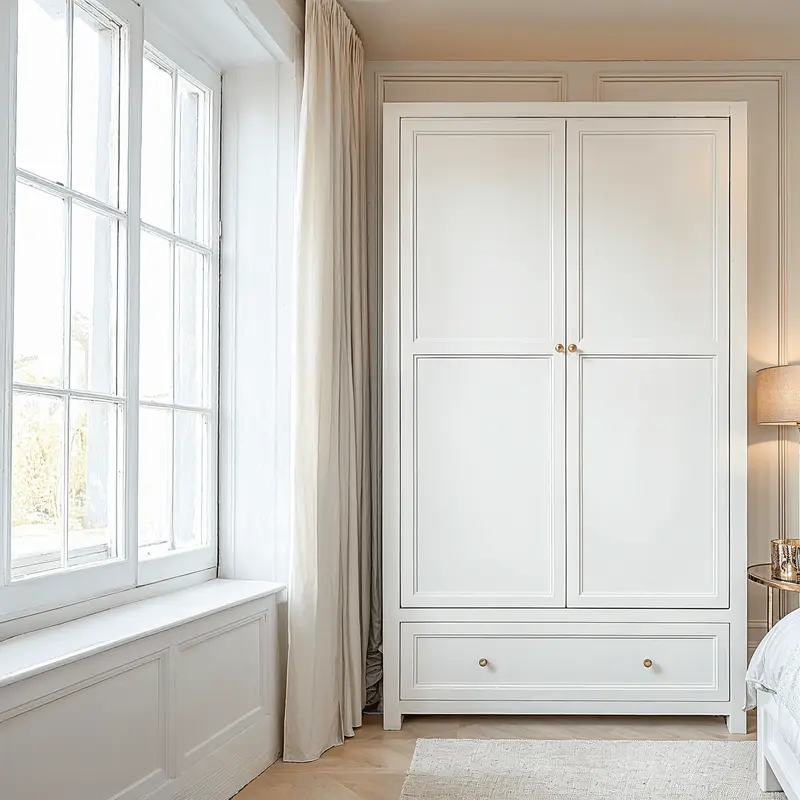 Cynthia White 2 Door Wardrobe with Gold Handles