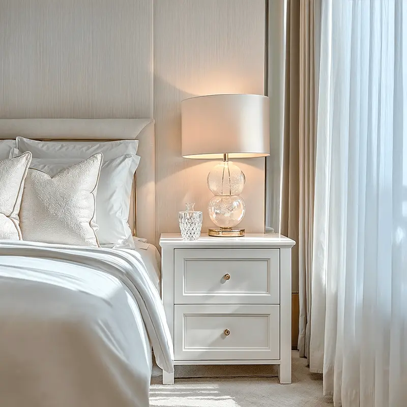 Cynthia White 2 Drawer Bedside Table with Gold Handles