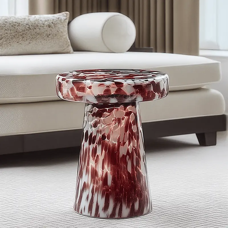 Dionisia Dark Cherry Speckled Blown Glass Side Table