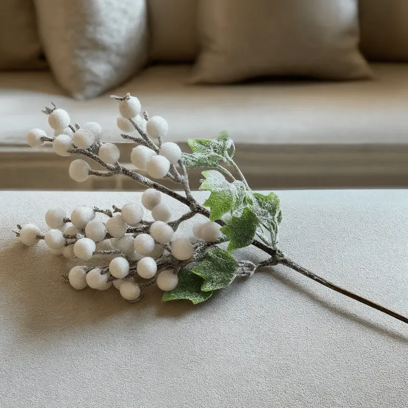 Faux Glittered Berry Spray Single Stem Floral