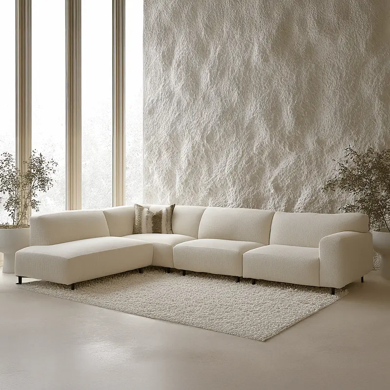 Freja Sand Textured Large Left Hand Facing Corner Sofa