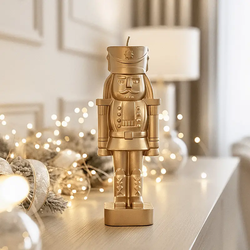 Gold Decorative Festive Nutcracker Candle