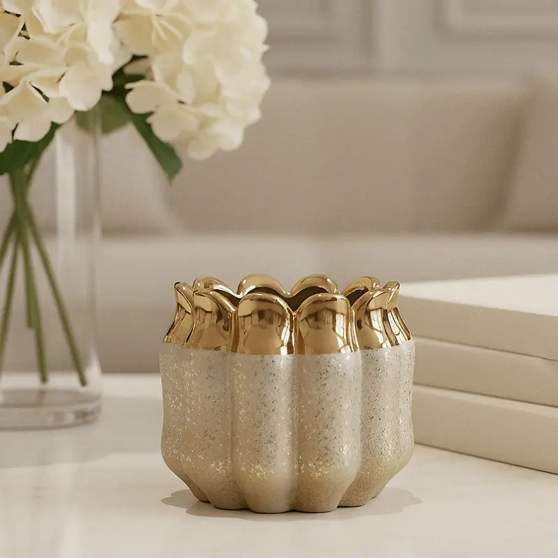 Gold Fluted Decorative Candle Holder