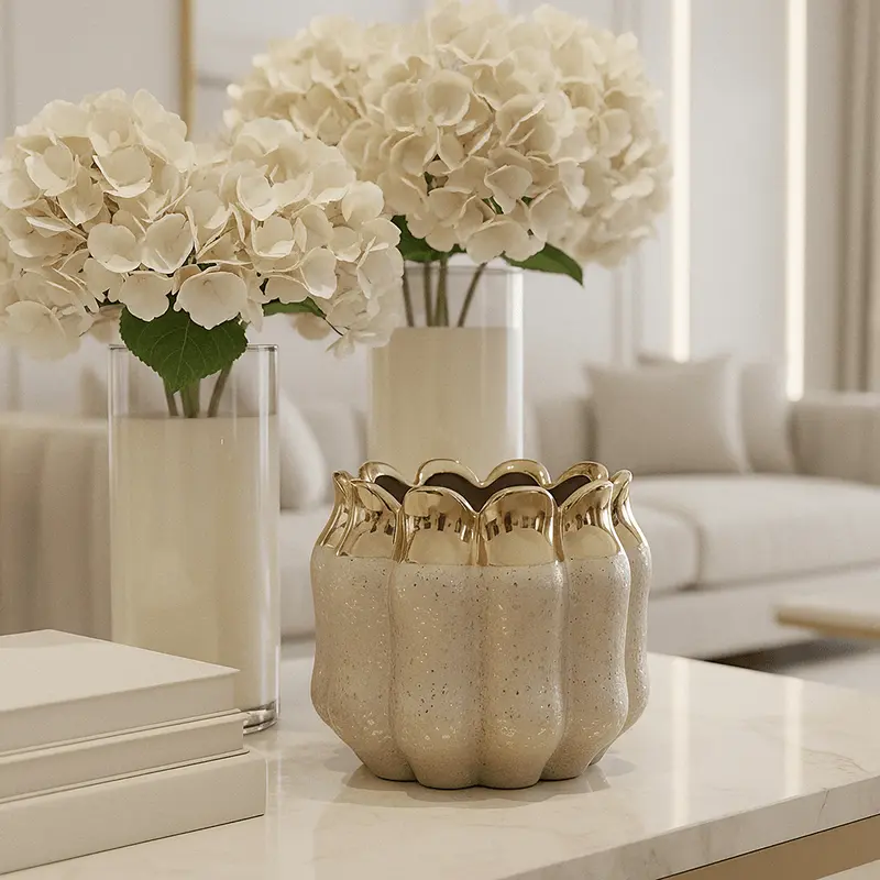 Gold Large Fluted Decorative Candle Holder