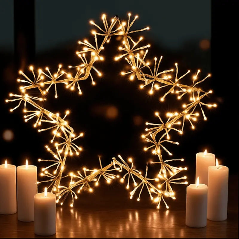 Gold Warm LED Light Up Decorative Star - 90cm