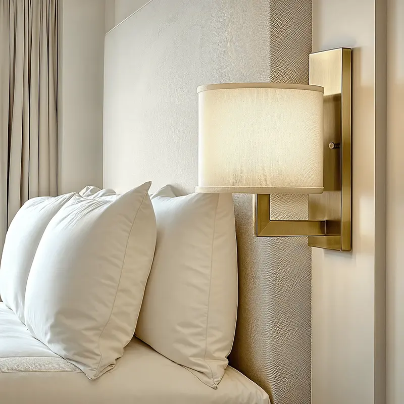 Jessie Brushed Brass Wall Light with Linen Shade