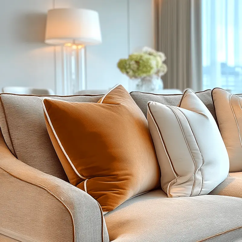 Juniper Rust & Ecru Velvet Cushion - 45 x 45cm