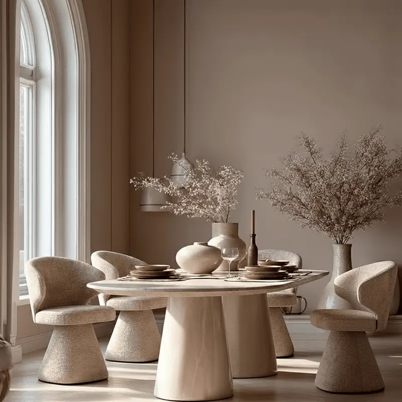 Katrina Travertine Concrete Indoor/Outdoor Oval Dining Table