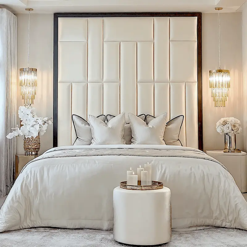 Kensington Serena Vanilla Satin Premium Headboard with Black Frame