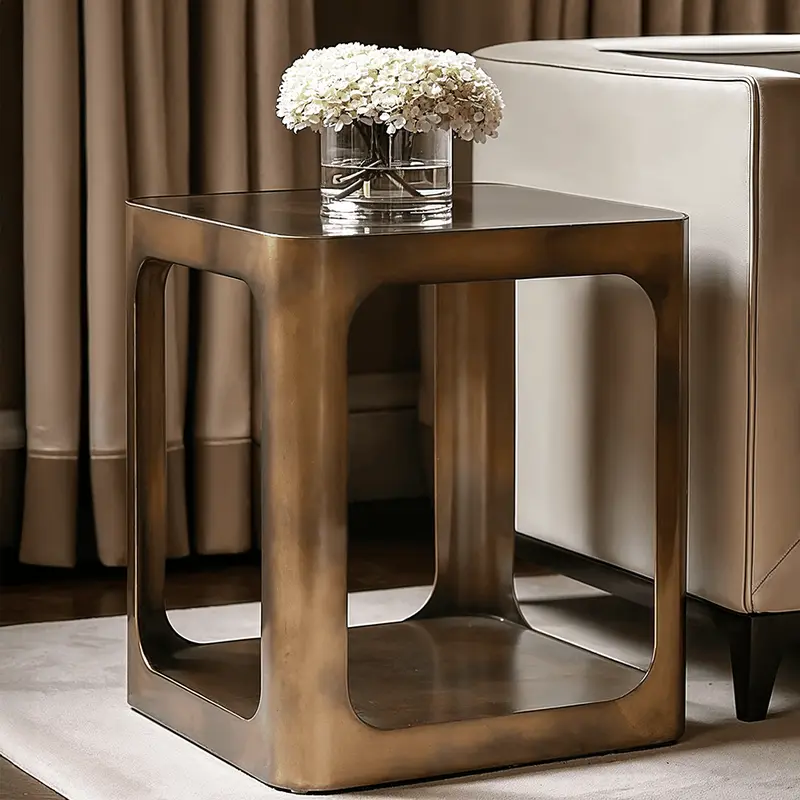 Lani Bronze Side Table with Smoked Glass Top