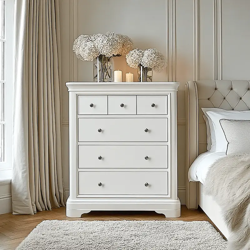 Louvre White Wooden 8 Drawer Chest