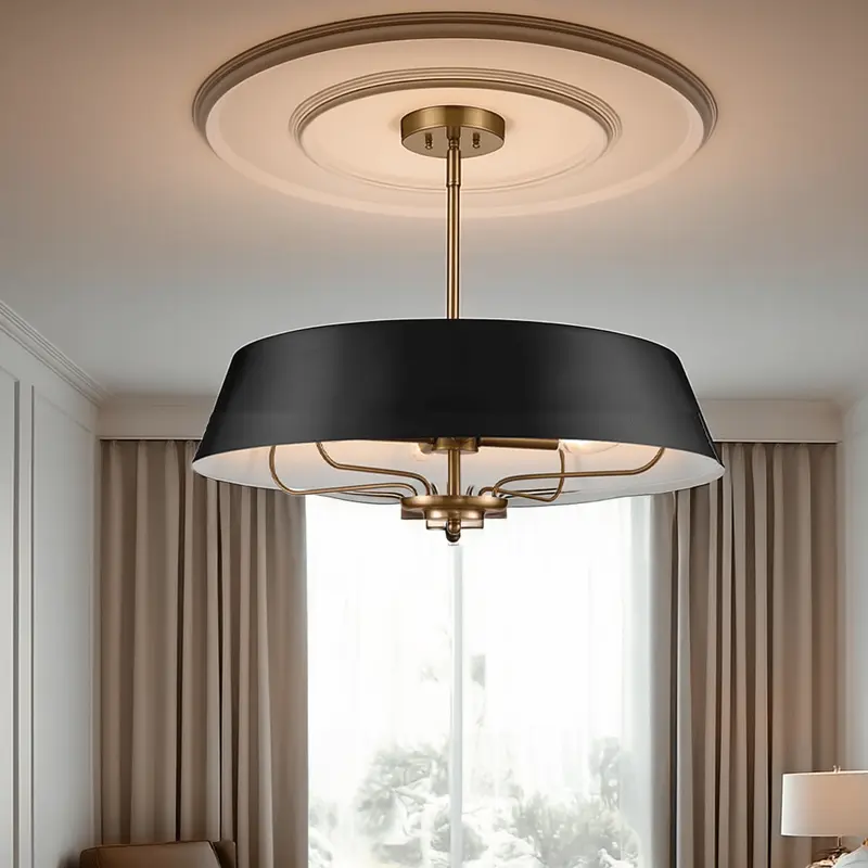 Odette Black & Brass 4 Light Pendant Ceiling Light