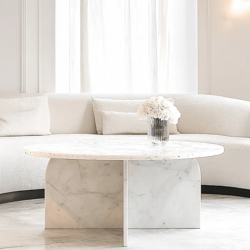 Osaka White Marble Round Coffee Table