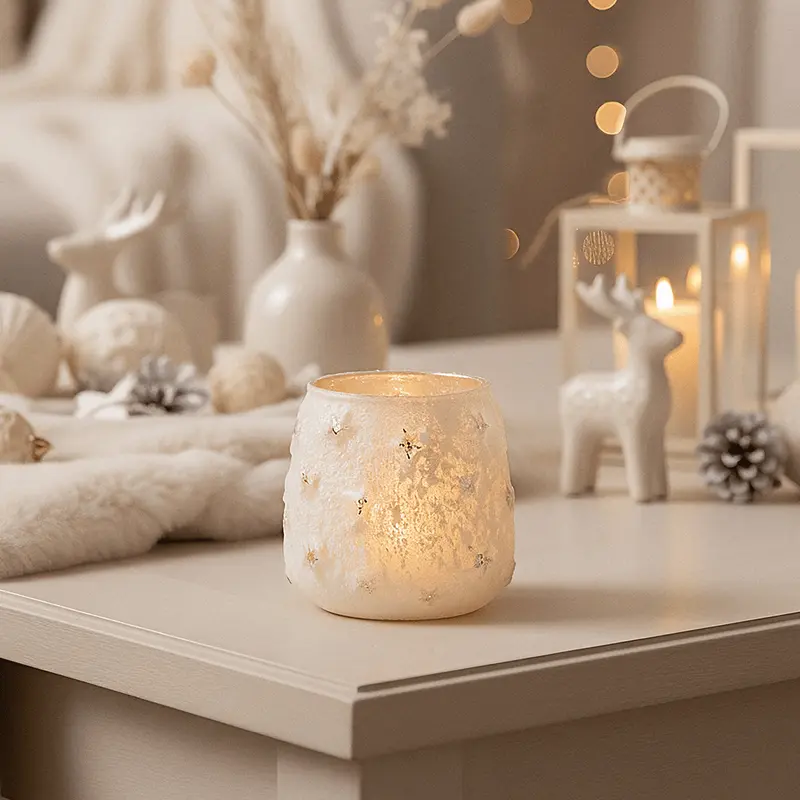 Petite Silver & White Star Candle Holder