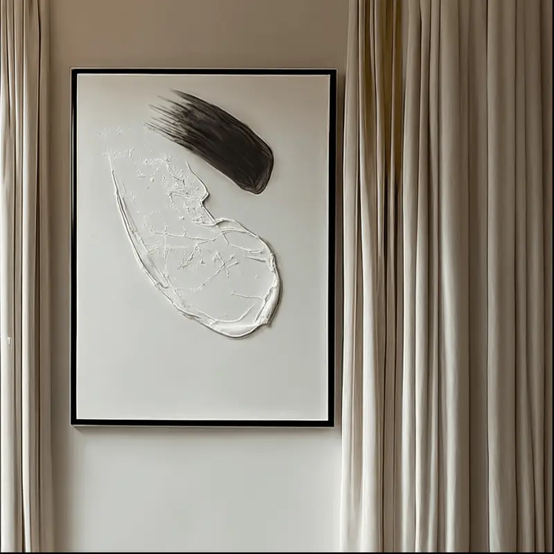 Regent Monochrome 3D Paint Stroke Effect Canvas Wall Art - I