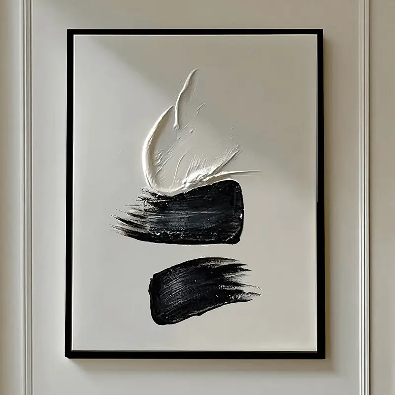 Regent Monochrome 3D Paint Stroke Effect Canvas Wall Art - II