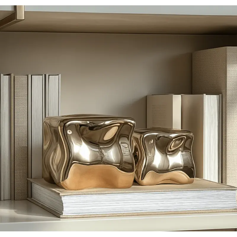 Rome Large Gold Abstract Cube Ornament