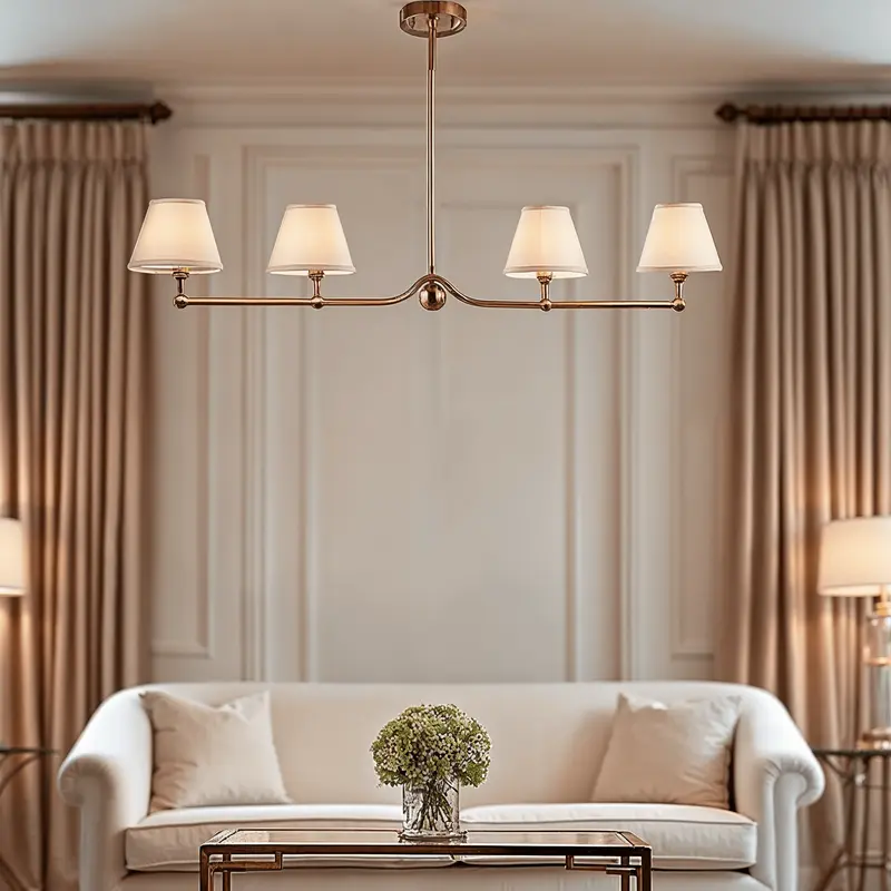 Sabrina Brushed Brass 4 Light Linear Pendant Ceiling Light