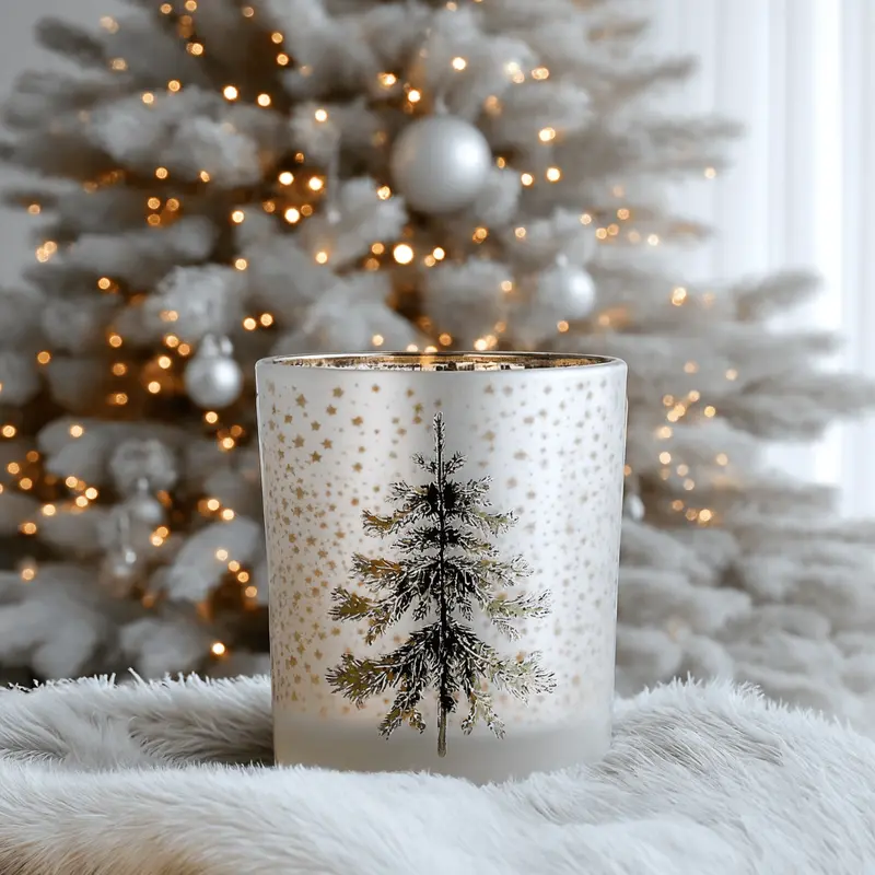 Silver Festive Christmas Tree Candle Holder