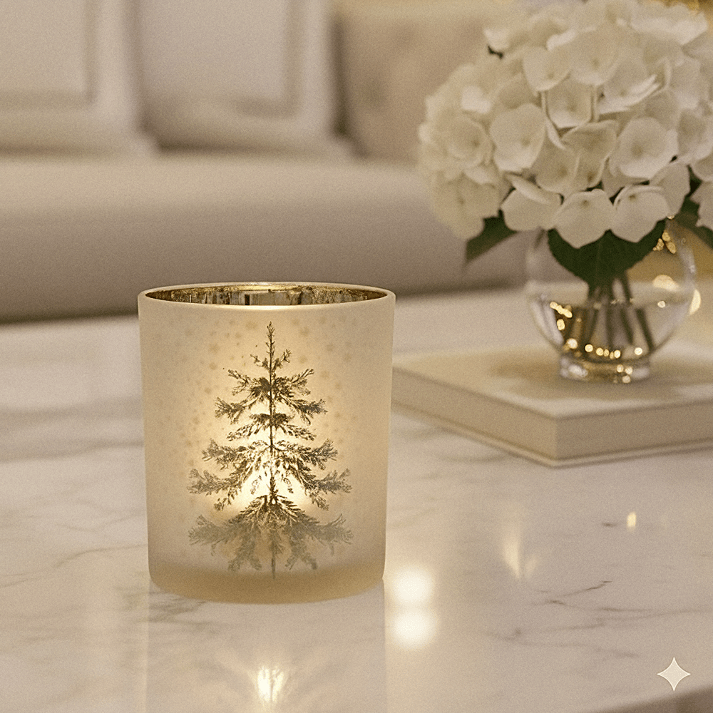 Silver Large Festive Christmas Tree Candle Holder