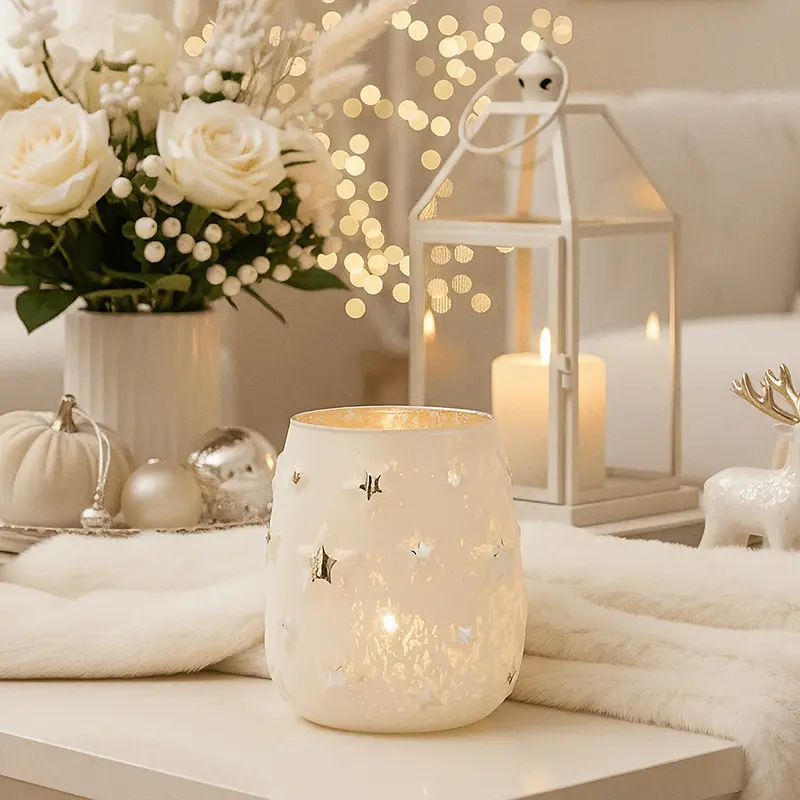Silver & White Star Candle Holder