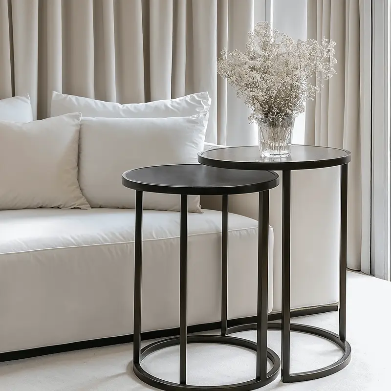 Tamara Black & Glass Set of 2 Nesting Side Tables