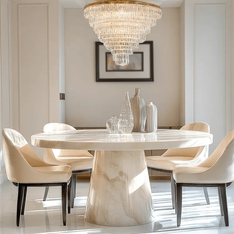 Thalassa Taupe Marble Round Dining Table