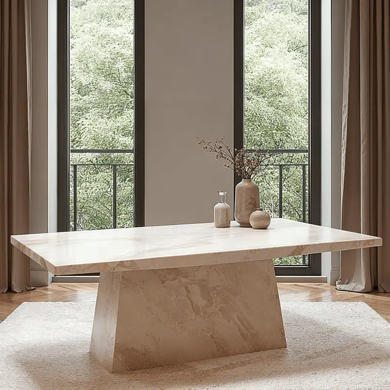 Travara Taupe & Cream Marble Coffee Table