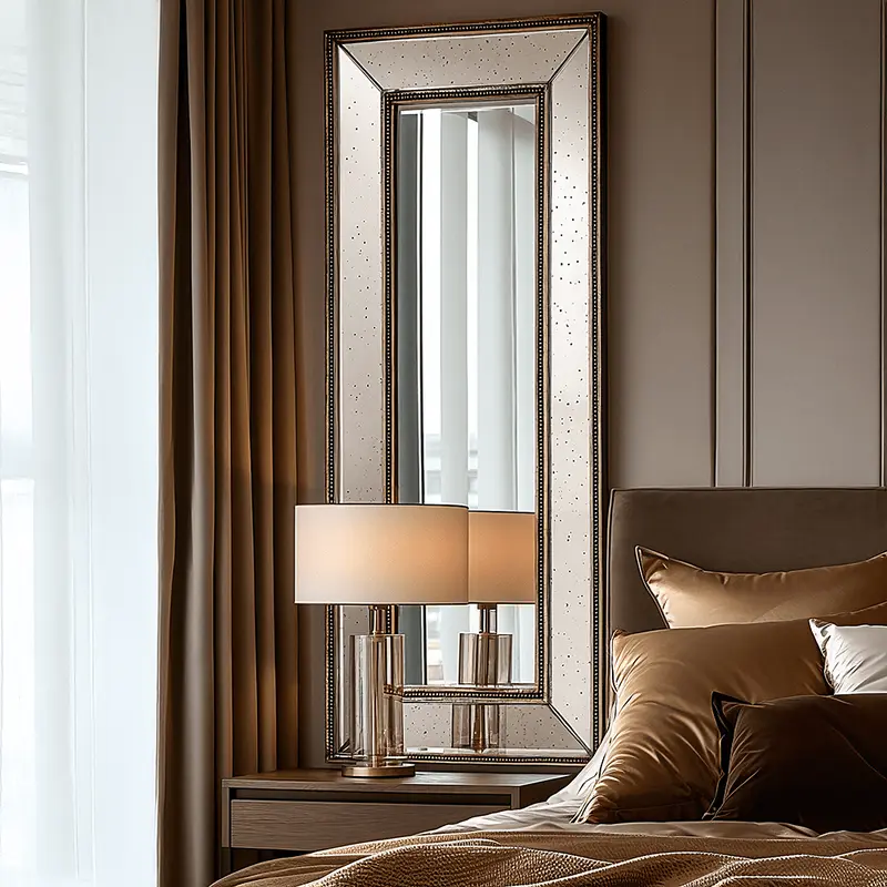 Vanosa Bronze Beaded Antique Effect Wall Mirror