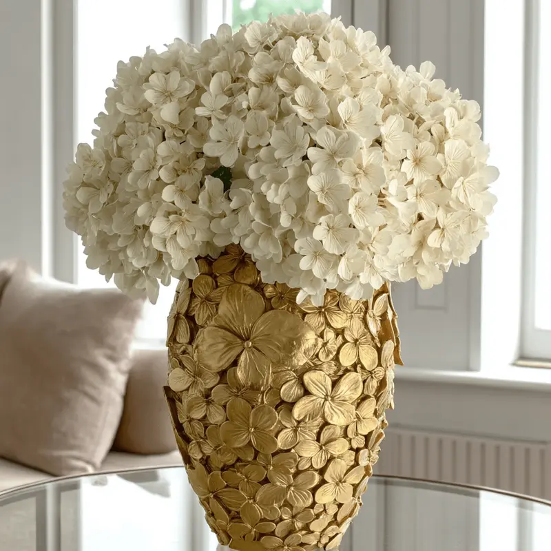 Vespera Gold 3D Flower Statement Vase